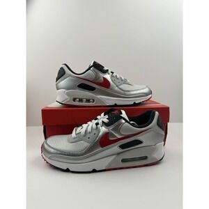 Nike Air Max 90 Sneakers 'Silver Bullet' Men's Size 10 Dust Red DX4233-001